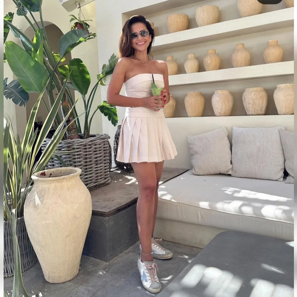 Zara Strapless Pleated Mini Dress size L - Picture 6 of 10